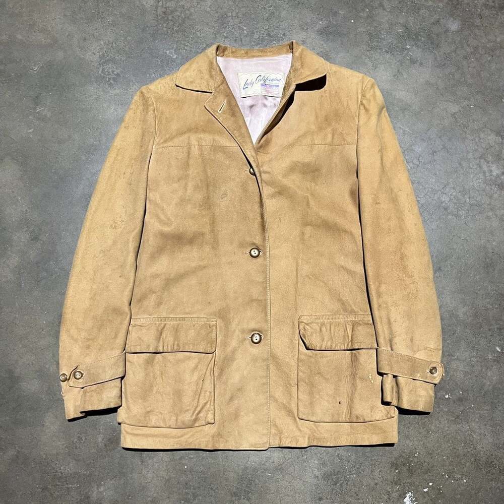 Vintage 50s Lady California Sportswear Tan Suede Coat